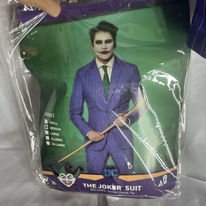 Spirit Halloween Costume DC Comics Purple Green Joker 3 Pc Adult Medium With Tie